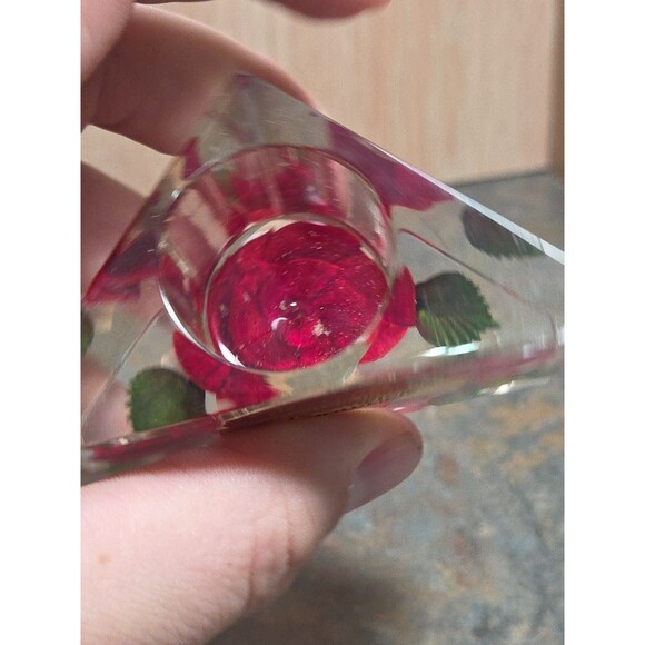 Vintage Bircraft Lucite Toothpick Holder Red Rose Original Labels - Picture 5 of 8